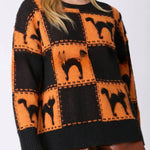 Halloween Ghost Plaid Crew Neck Sweater