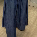 High Waisted Loose Buttoned Pleated Pockets Solid Color Jean Pants Bottoms