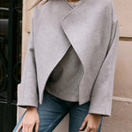 Minimalism and Structure Faux Wool Lapel Long Sleeve Loose Jacket