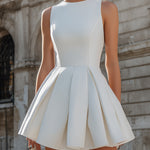 Sleeveless Structured Pleated Mini Dress