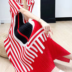 A-Line Loose Pleated Printed V-Neck Midi Dresses