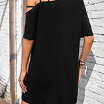 Loose Short Sleeves Asymmetric Solid Color One-shoulder Mini Dresses