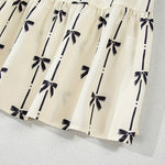 A-Line Loose Bowknot Contrast Color Printed Split-Joint Stand Collar Midi Dresses