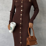 CHOCOLATE KNIT MIDI DRESS