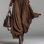 Women's Fashion Round Neck Knitted Sweater Skirt Set