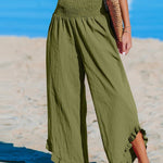 Women's High-Waist Pleated Irregular Hem Cotton And Linen Loose Casual Pants