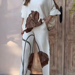 Floral Print Batwing Sleeves Loose-fitting Top and Relaxed Pocket Straight Pants Set