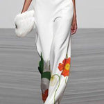 High Waisted Loose Asymmetric Floral Printed Split-Joint Pants Trousers