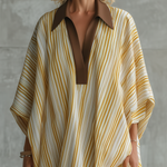 Loose And Casual Striped Matte Satin Maxi Dress