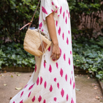 V-neck Large Cuffs Printed Loose Long Dress
