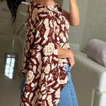 Lisette Unique Print Batwing Sleeve Loose Blouse ( Includes Tube Top）