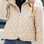 Plush paneled zipped long-sleeve jacket