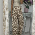 GALA waist tie ethnic totem pattern trousers