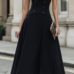 Tailored Sleeveless Double-Breasted Vest Midi Dress