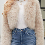 Stylish Long Sleeve Short Casual Faux Fur Jacket