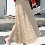 Pleated skirt slimming high-waisted mid-length with sweater A-line skirt