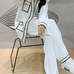 Elegant Color Contrast Two-piece Sweater Suit
