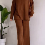 Stylish Pit Stripe Jacquard Sweater Two-pieces Set