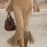 Retro Western Style V-neck Fringed Faux Suede Maxi Dress
