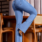 Fashion Elastic Waist High Waist Stretch Slim Flared Hip Lift Jeans