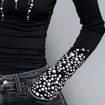 Long Sleeves Skinny Printed High-Neck T-Shirts Tops