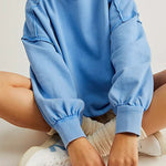 Casual loose outerwear advanced long-sleeved raw edge pullover sweater