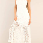Irresistible Charm White Lace Maxi Dress