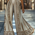 Sleeveless Wide Leg Printed Halter-Neck Jumpsuits