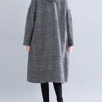 Loose Plaid Woolen Hood Coat