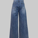 High Waisted Loose Buttoned Pockets Jean Pants Bottoms