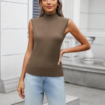 Zeagoo Women's Mock Turtle Neck Sweater Vest Shirts