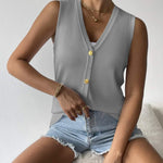 Zeagoo Womens Sweater Vest V Neck Button Down Shirts