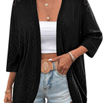 Zeagoo Womens 2024 Lightweight Crochet Cardigan Sweaters Open Front 3/4 Sleeve Knit Kimono Summer Boho Cover Up