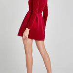 Endless Celebration Velvet Jewel Embellished Trim Long Sleeve Pocketed Mini Dress