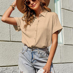 Zeagoo Womens Button Down Shirts Casual Short Sleeve Shirt