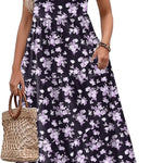Zeagoo Womens Long Dress Adjustable Strap Floral Casual Dress