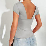 Zeagoo Womens Sexy Deep V Neck Tops Short Sleeve Shirts