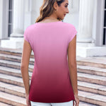 Zeagoo Womens Cap Sleeve V Neck T Shirts with Pocket