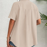 Zeagoo Womens Button Down Linen Shirt Short Sleeve Cotton Blouse