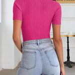 Zeagoo Womens Short Sleeve T Shirts 2024 Summer Casual Knit Slim Fit Trendy Basic Cute Sweater Tops