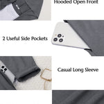 Hooded Long Cardigans Maxi Cardigan with Hood Open Front Lightweight Duster Coat with Pocket - Zeagoo (Us Only)