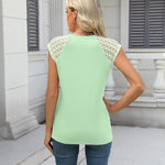 Zeagoo Women's Lace Cap Sleeve Tops Pleated Tank Tops