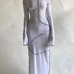 Long Sleeves Plus Size Solid Color Split-Joint Hooded Maxi Dresses