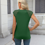 Zeagoo Women's Lace Cap Sleeve Tops Pleated Tank Tops