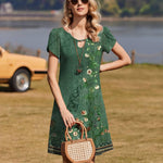 Zeagoo Women's Summer Round Neck Floral Shirt Dress (DE Only)