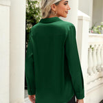 Zeagoo Women's Satin Blouse Elegant V-Neck Silk Blouse (DE Only)