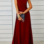 A-Line Loose Solid Color Round-Neck Maxi Dresses