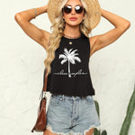 Zeagoo Women's Summer Crop Tank Tops 2024 Casual Crewneck Cropped Tops Graphic Loose Fit Sleeveless Shirts