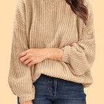Loose Drop Shoulder Lantern Sleeve Oversized Knit Sweater