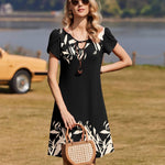 Zeagoo Women's Summer Round Neck Floral Shirt Dress (DE Only)